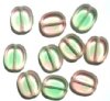 10 14mm Flat Cut Oval Window Bead Pink/Green